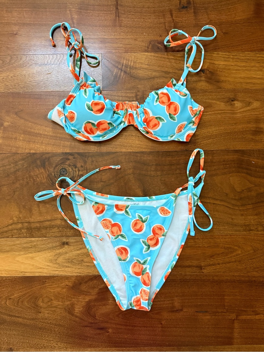 Wild Fable Bikini Peach Print Top and Bottom Size Small (4-6)